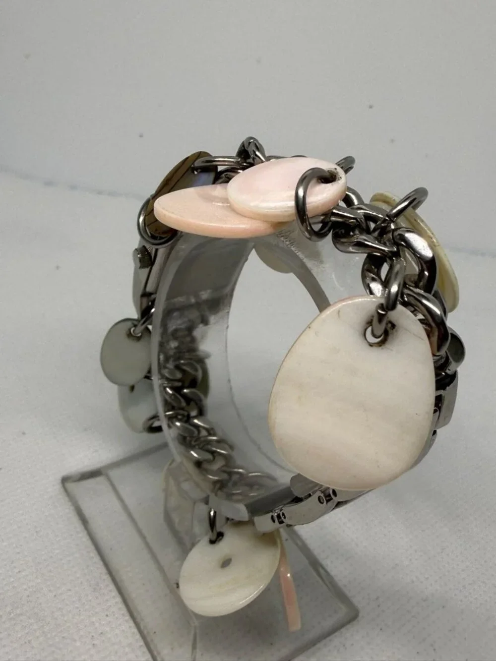 Fossil F2 Women's Charm Bracelet Watch Stainless Steel Mother of Pearl Dial FS-1